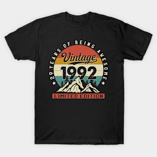 29 Years Old Vintage Made In 1992 29th Birthday Limited Edition T-Shirt